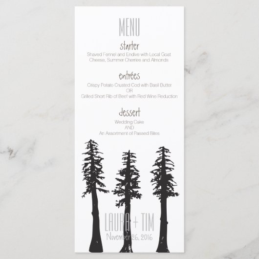 Redwood Trees Wedding Menu Menükarte (Vorderseite)