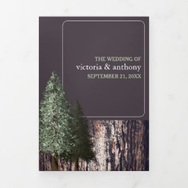 Redwoods & Bark, Rustikale Hochzeit Dreifach Gefaltete Einladung