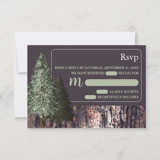 Redwoods & Bark, Rustikale Hochzeit - RSVP (Vorderseite)