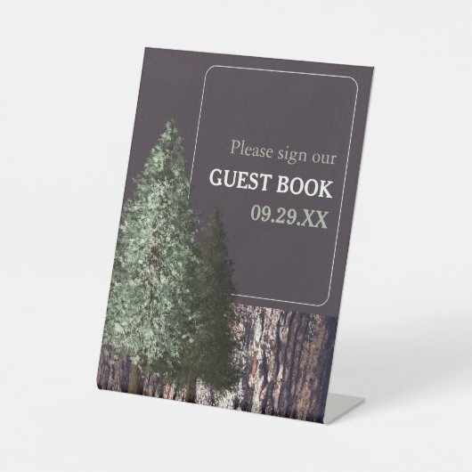 Redwoods & Bark, Rustikale Hochzeit Sockelschild (Vorderseite)