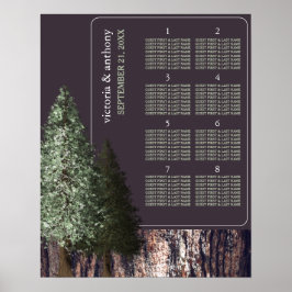 Redwoods & Bark, rustikaler Hochzeitsplan Poster