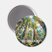Redwoods National Park California Forest Painting Magnet (Vorderseite/Rückseite)