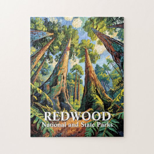 Redwoods National Park California Van Gogh Custom Puzzle (Vertikal)