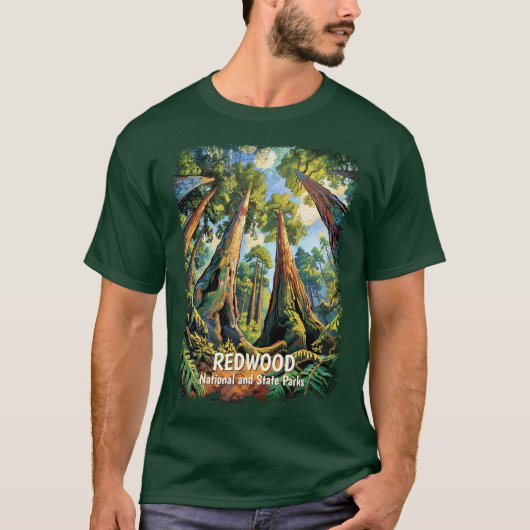 Redwoods National Park California Van Gogh Custom T-Shirt (Vorderseite)