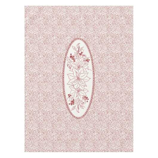 Redwork Medallion Tablecloth - Weihnachtswein Tischdecke (Vorderseite)