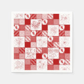 Redwork Stitched Blume Quilt Paper Napkins Serviette (Vorderseite)