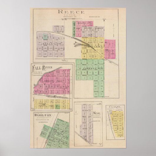 Reece, Fall River, Hamilton und Climax, Kansas Poster (Vorne)