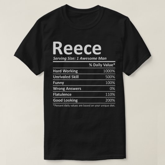 REECE Nutrition Funny Birthday Personalisiert Name T-Shirt (Design vorne)