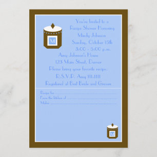 Reecipe Bridal Dusche Einladung - Blaues Monogramm