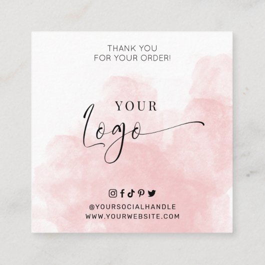 Reed Diffuser Care Guide Elegante rosa Wasserfarbe Quadratische Visitenkarte (Rückseite)