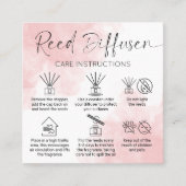 Reed Diffuser Care Guide Elegante rosa Wasserfarbe Quadratische Visitenkarte (Vorderseite)