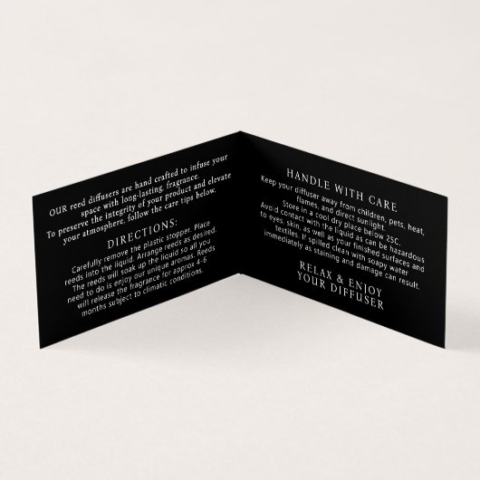 Reed Diffuser Packaging Insert Care Reorder Card (Innenseite)