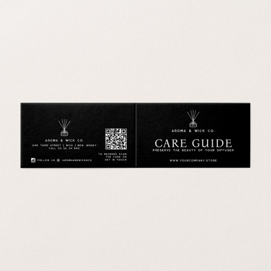 Reed Diffuser Packaging Insert Care Reorder Card (Außenseite Aufgefaltet)