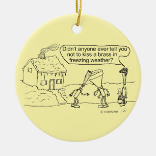 Reed Kissing Brass Keramik Ornament