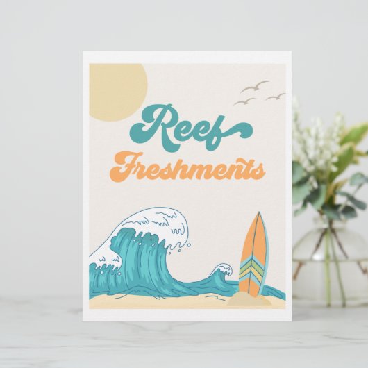 Reef Freshments Surf Party Sign | |Surf-Zeichen (Stehend Vorderseite)