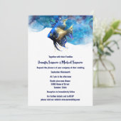 Reef island angel fish 3D blue gold Einladung (Stehend Vorderseite)