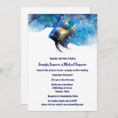 Reef island angel fish 3D blue gold Einladung (Vorne/Hinten)