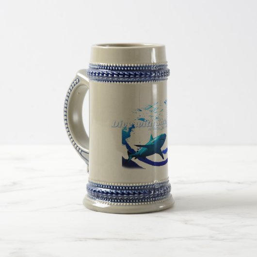 Reef Shark Silhouette Bierglas (Vorderseite Links)