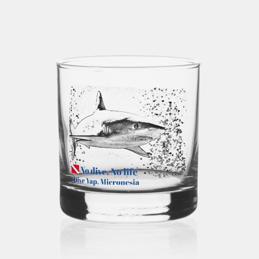 Reef Shark Silhouette Whiskyglas (Rückseite)