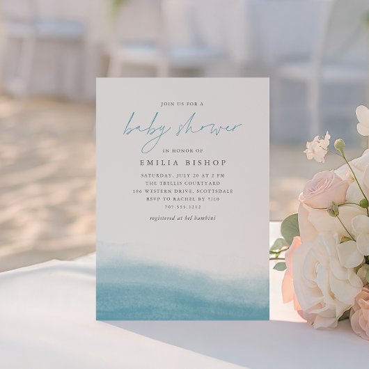 Reef Tides Coastal Watercolor Babydusche Einladung