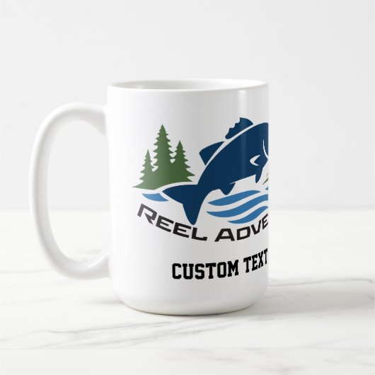 Reel Adventure Sportfischerei-Logo-Stil Kaffeetasse (Links)