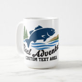 Reel Adventure Sportfischerei-Logo-Stil Kaffeetasse (Vorderseite Links)