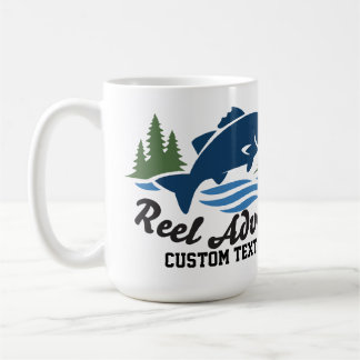Reel Adventure Sportfischerei-Logo-Stil Kaffeetasse