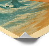 Reel Beach Shark Fishing Pin Up -Retro Coastal Ar Poster (Ecke)