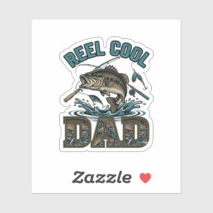 Reel Cool Dad Bass Fishing Vintage Vektor Design_1 Aufkleber