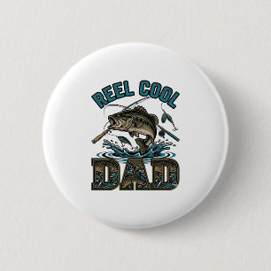 Reel Cool Dad Bass Fishing Vintage Vektor Design_1 Button