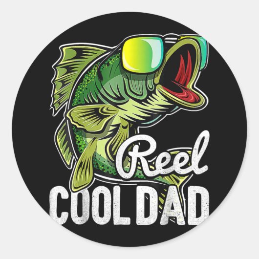 Reel Cool Dad Fisherman Daddy Fishing Fisherman Runder Aufkleber (Vorderseite)