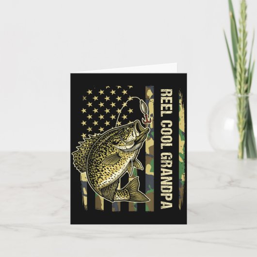 Reel Cool Grandpa Crape Fishing Camo American Flag Karte (Vorderseite)