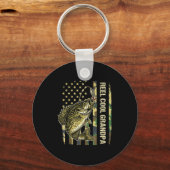 Reel Cool Grandpa Crape Fishing Camo American Flag Schlüsselanhänger (Vorderseite)
