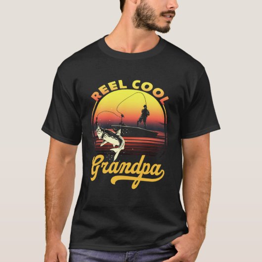 Reel Cool Grandpa Fishing Papa T-Shirt (Vorderseite)