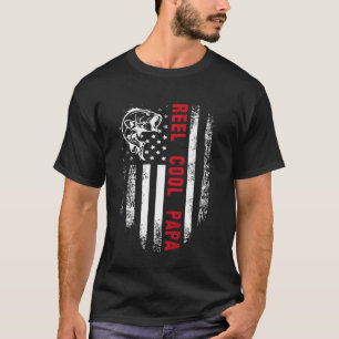 Reel Cool Papa Amerikanische Flagge Angeln Vaterta T-Shirt