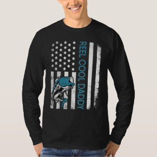 Reel Cool Papa Us Flag Fisherman Daddy Father's Da T-Shirt