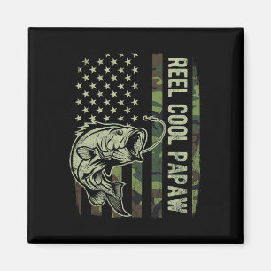 Reel Cool Papaw Camouflage American Flag Fathers D Magnet