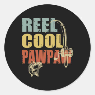 Reel Cool Pawpaw Funny Fisherman Vintag Fischen D Runder Aufkleber