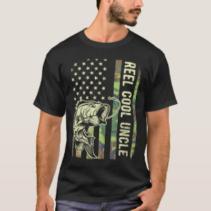 Reel Cool Uncle Camouflage American Flag Funny Unc T-Shirt
