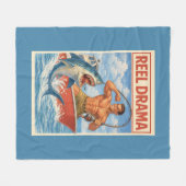 Reel Drama Shark Fisherman | Funny Retro Fishing Fleecedecke (Vorderseite (Horizontal))