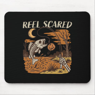 Reel erschreckt Halloween Fishing Funny Skeleton F Mousepad