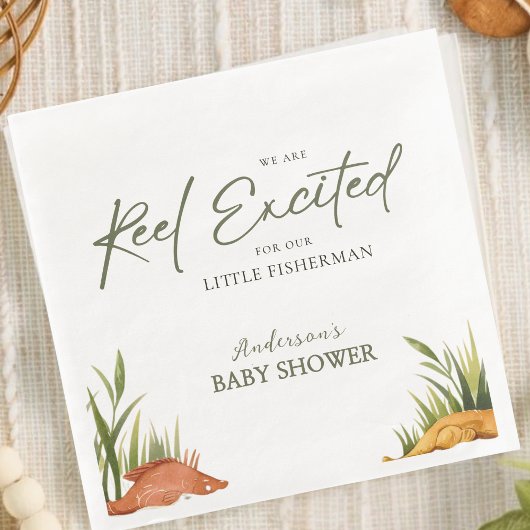  Reel Excited Fishing Baby Boy Little Fisherman  Serviette