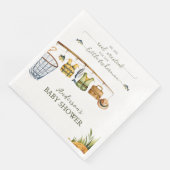 Reel Excited Little Fisherman Fishing Baby Shower  Serviette (Ecke)