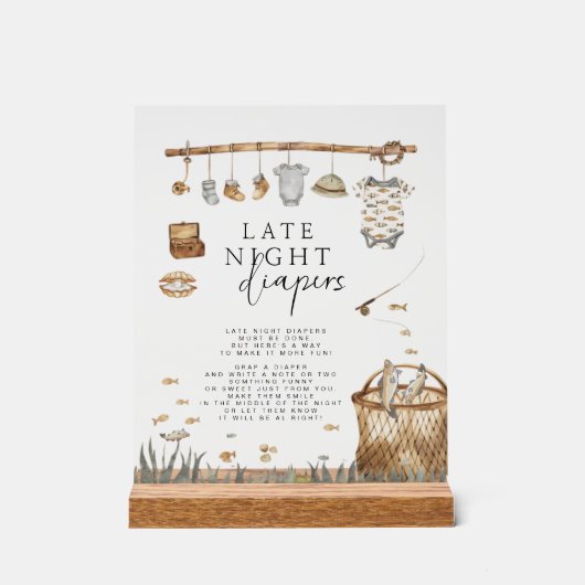 Reel Fuel Fishing Spate Night Diapers Rustikales Z Acrylschild (Vorderseite)