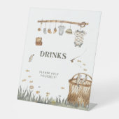 Reel Fun Fishing Baby Shower Drinks Schild (Vorderseite)