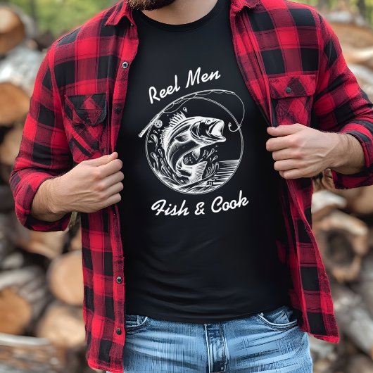 Reel Men Fish & Cook Funny Cooking Küche T-Shirt