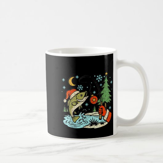 Reel Merry Christmas Fishing Funny Hook B Fi-shirt Kaffeetasse (Rechts)