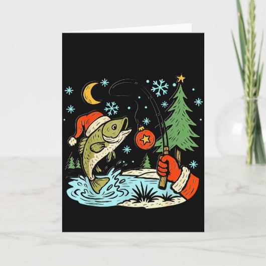 Reel Merry Christmas Fishing Funny Hook B Fi-shirt Karte (Vorderseite)