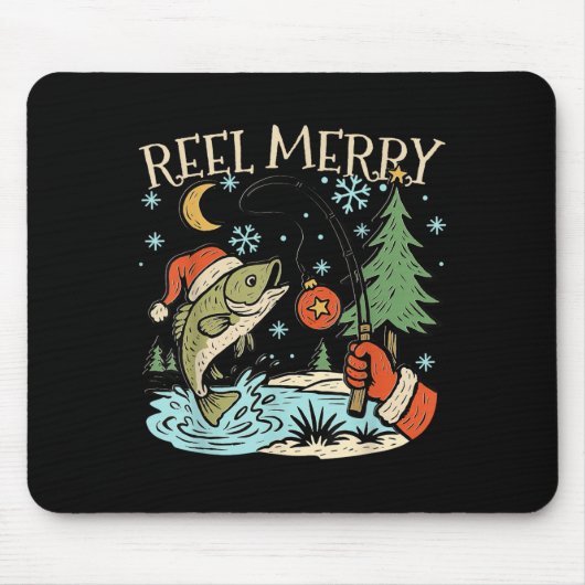 Reel Merry Christmas Fishing Funny Hook B Fi-shirt Mousepad (Vorne)