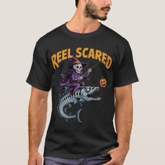 Reel Scared Halloween-Angeln-Skelett-Fischer B T-Shirt
